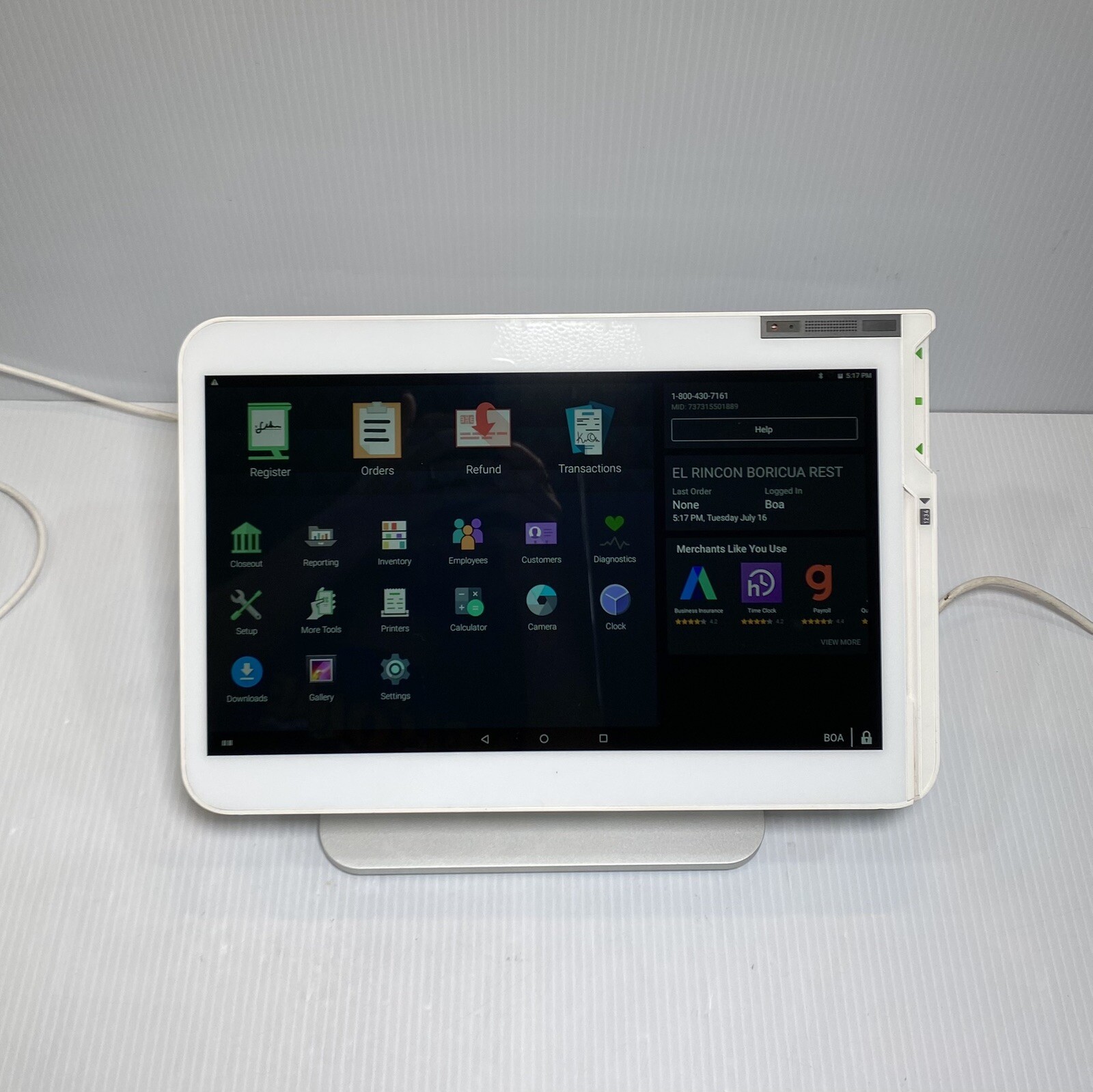 Clover Station C500 POS 1.0 System With Printer Point Sale P500 and Hub Locked