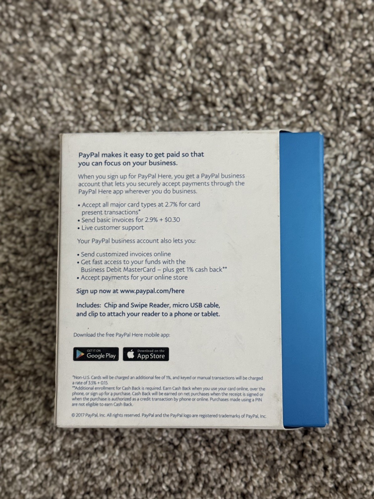 New PayPal Here Chip and Card Swipe Reader for Credit and Debit Cards