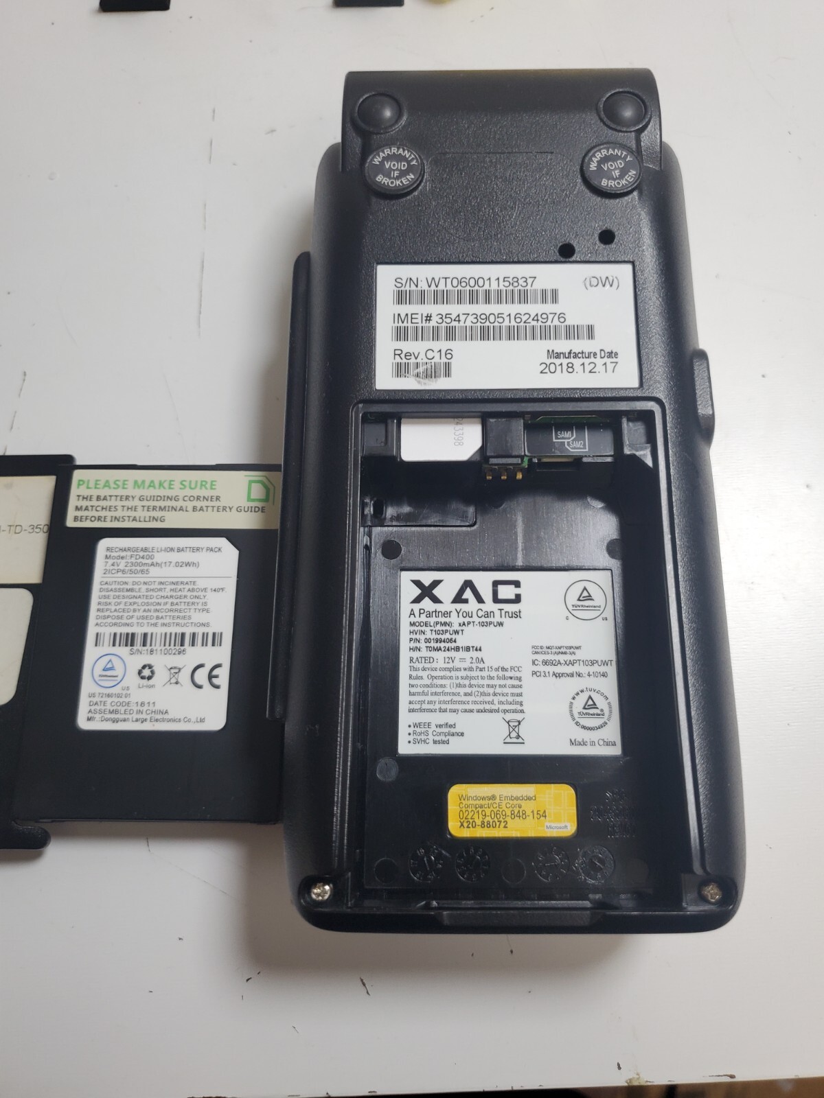 First Data FD-410 Credit Card Machine w/ Power Supply & Battery -Working!