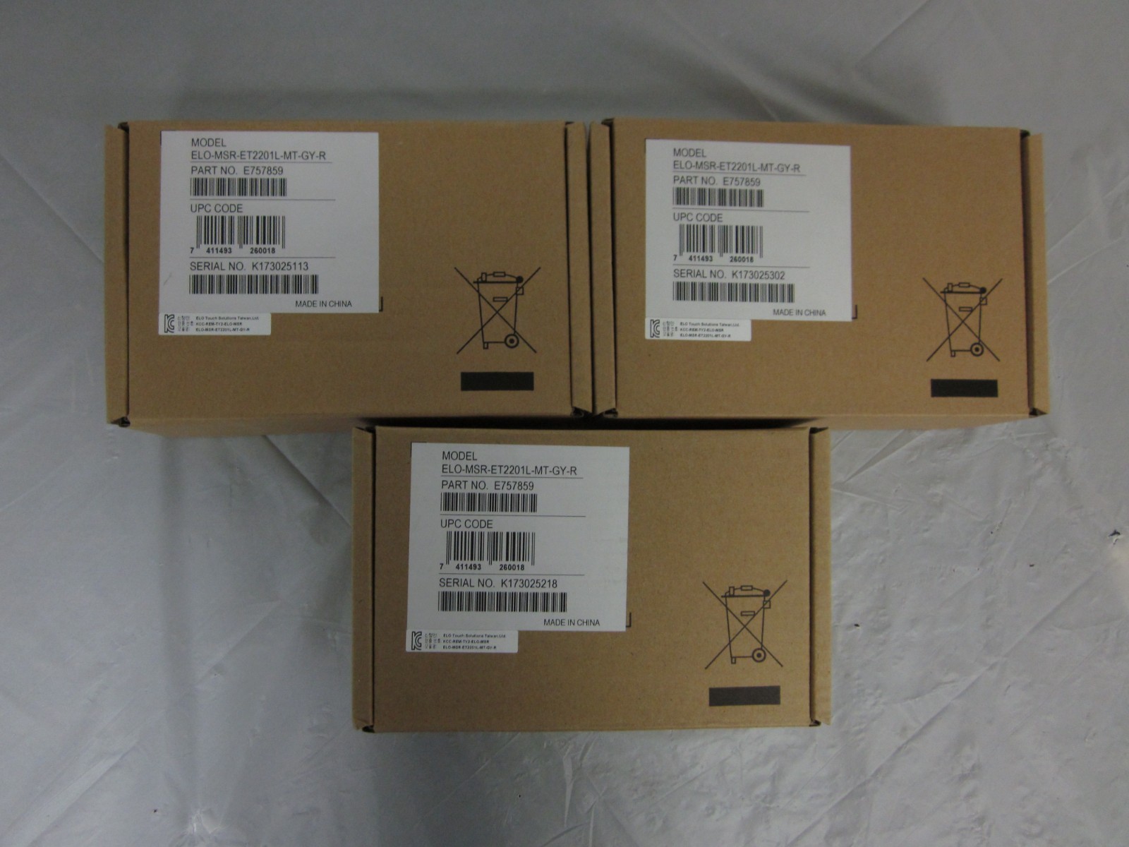 NEW LOT of 3 ELO-MSR-ET2201L-MT-GY-R E757859 Magnetic Strip Reader