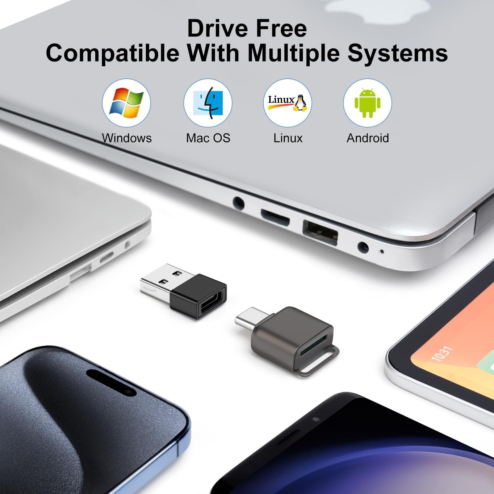 Micro SD Card Reader, BORLTER CLAMP TF Card Reader USB C 3.0 to TF/Micro SD w…