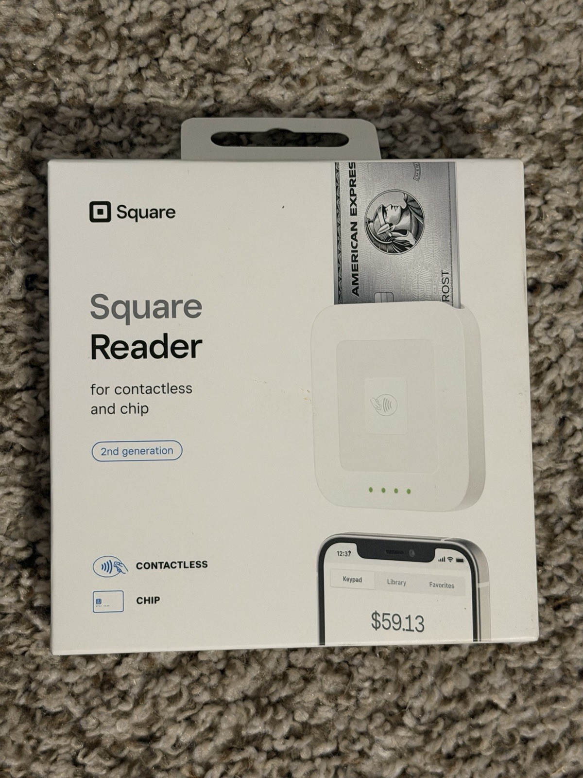 New Square Card Reader for Contactless and Chip 2nd Generation White