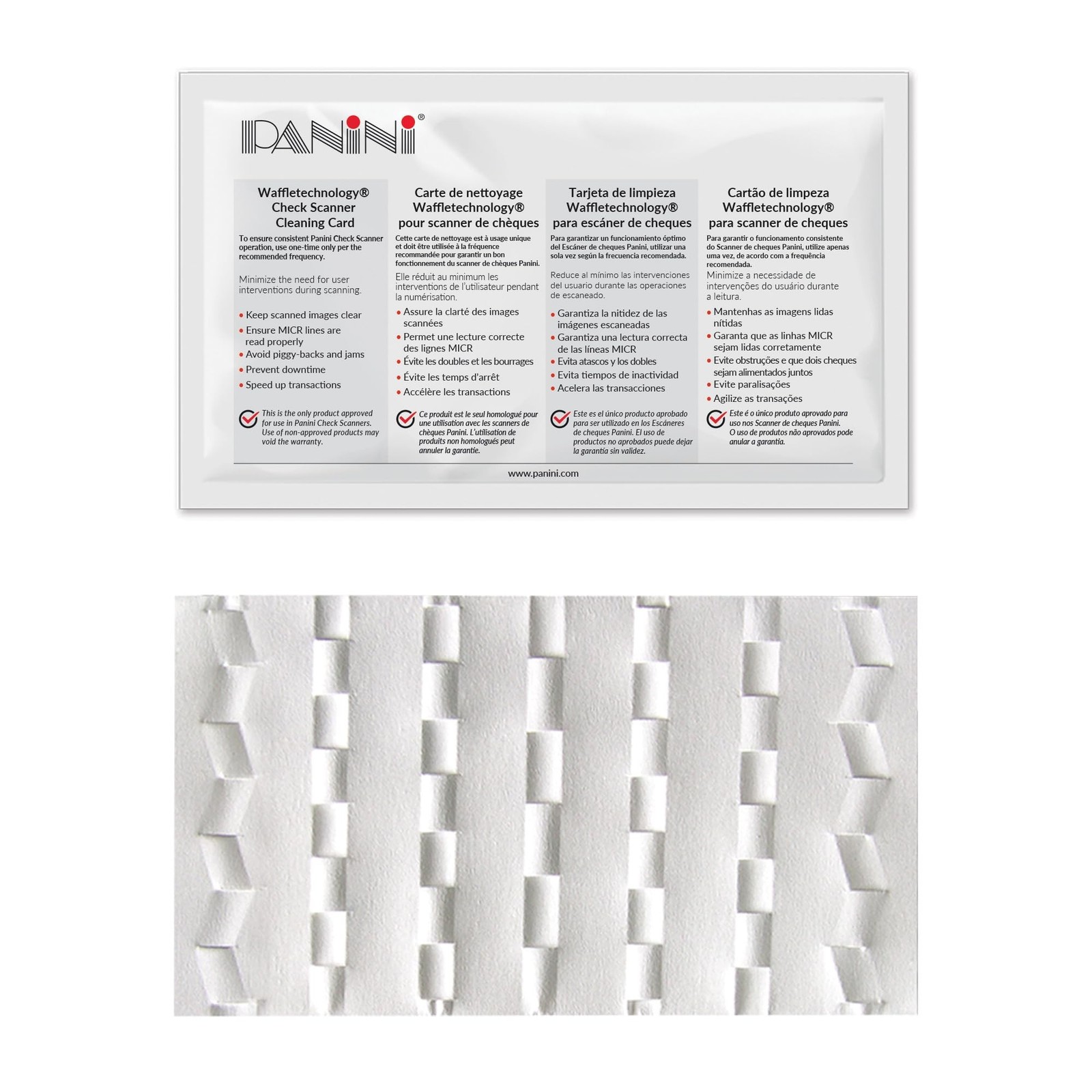 Panini Waffletechnology® Cleaning Cards for Check Scanners (15 Pack) | Wond