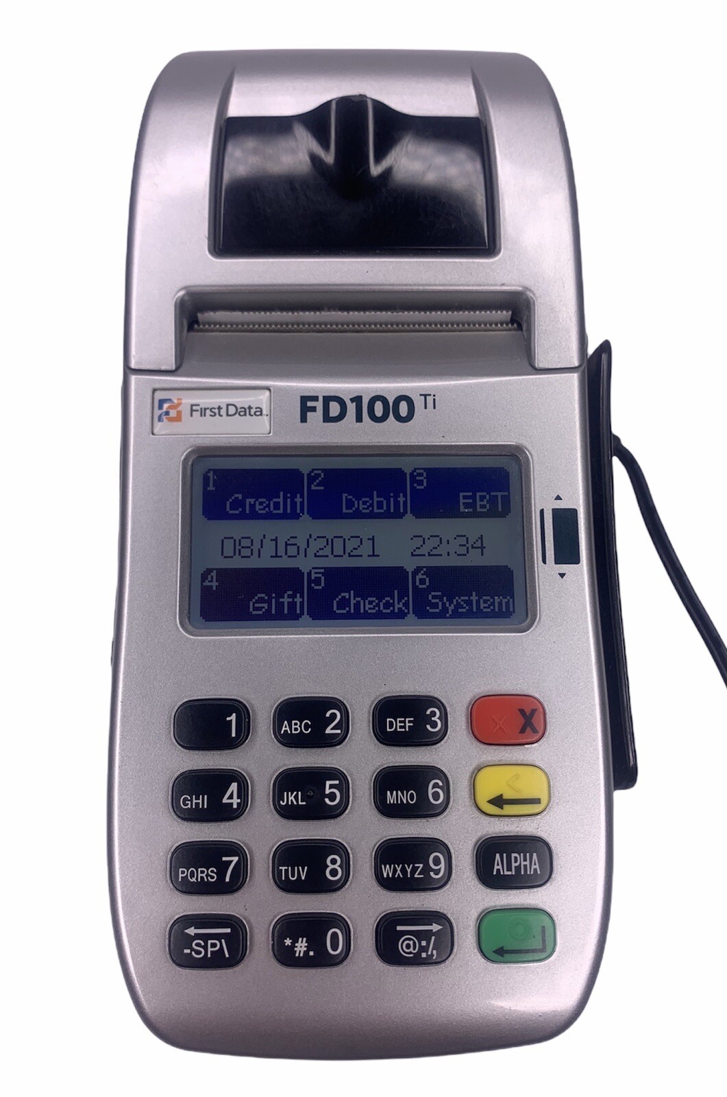 FIRST DATA FD100 Ti Merchant Terminal Card Reader Scanner w AC Adapter