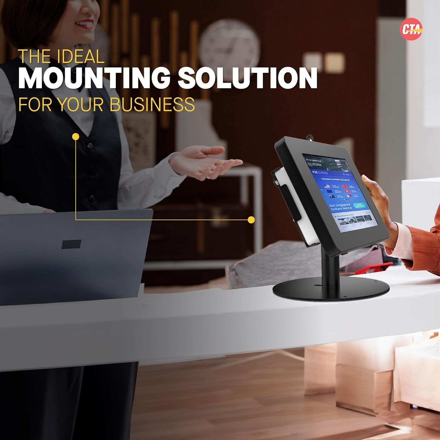 Premium iPad POS Stand 360 Degree Rotation Anti-Theft Lock CTA PAD-HSKSBL