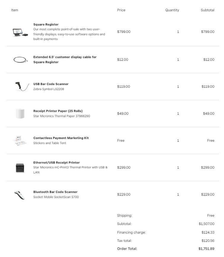 Square POS System + Fireproof Register + 2 Types Barcode Scanners + More