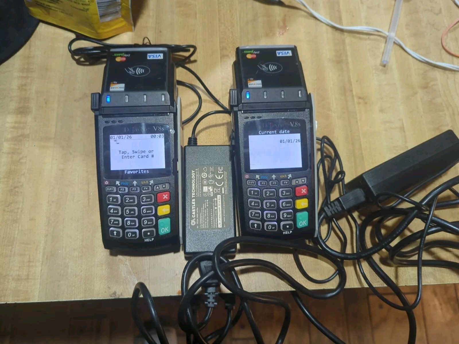 lot of 2 Dejavoo V8S Vega5000S Contactless Credit Card Reader See Description