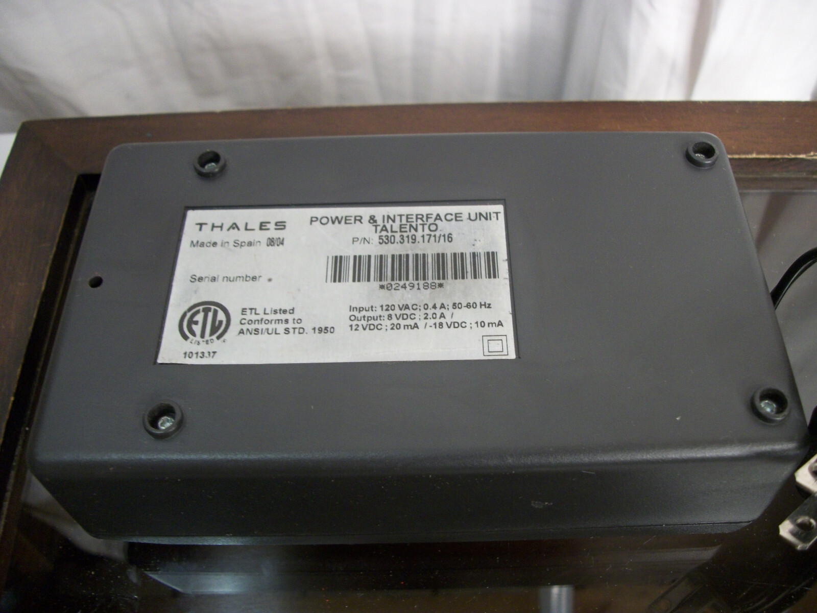 Thales Talento Power & Interface Unit 530.319.171/16 for Credit Card Terminal