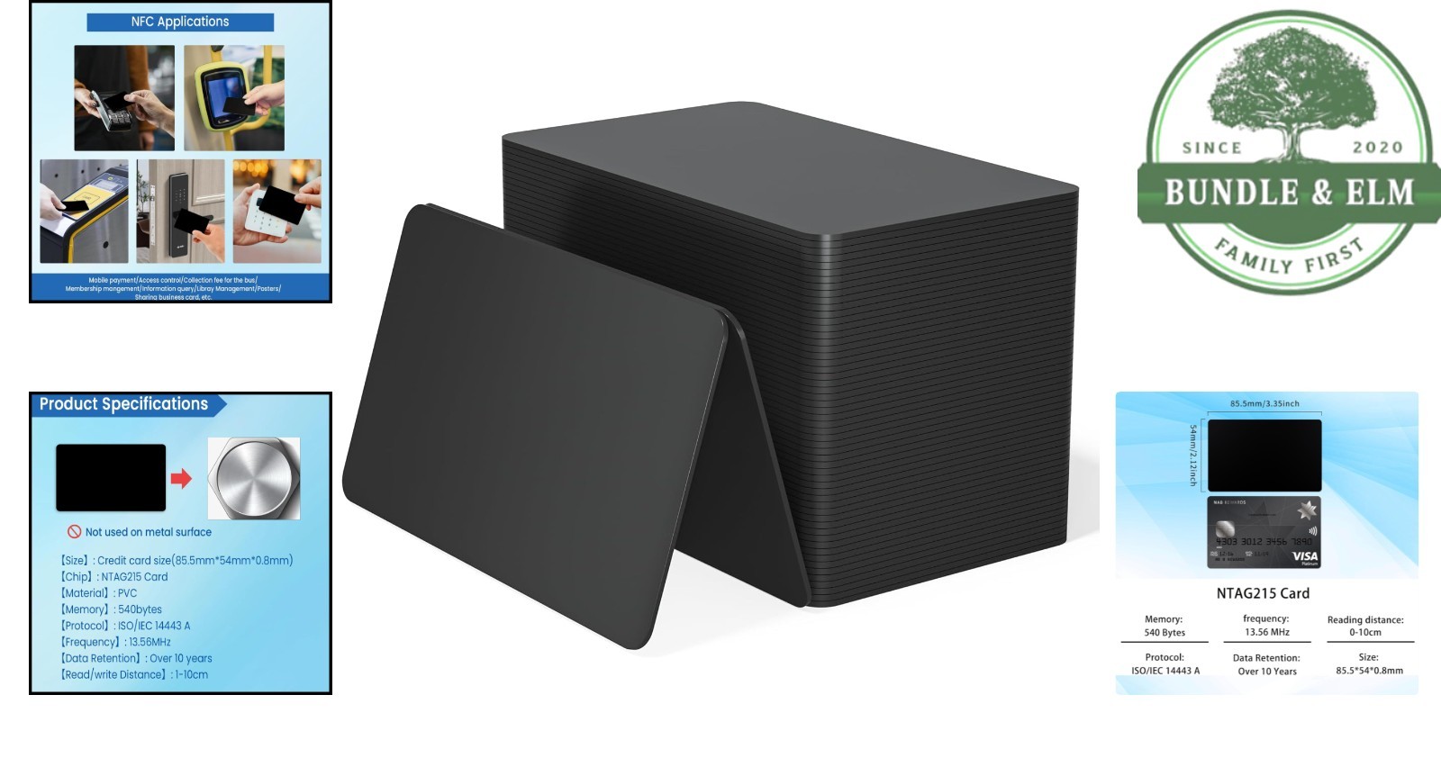 Convenient NFC Tag Set 50pcs, Black Business Cards for Everyday Applications