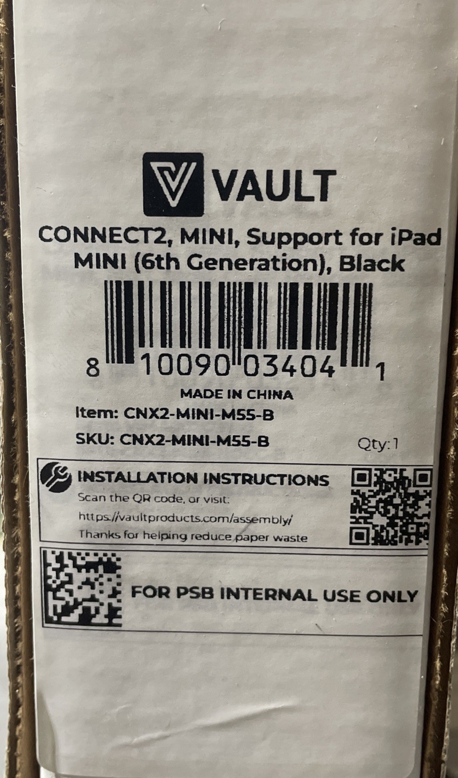 VAULT Connect2 MINI for iPad 6th Gen, Ingenico Moby/5500 Adapter Black (H3)