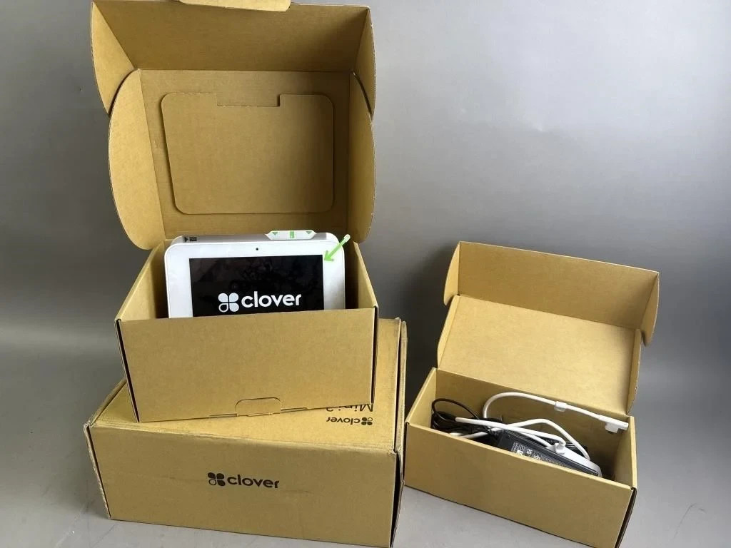 NEW 2 Clover Mini Countertop POS Smart Terminals (1 Complete Kit + 1 xtra device