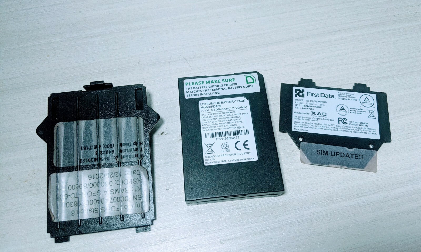 3 parts for First Data FD400GT MC8090 [UNTESTED Battery] + Cover + Card Cover