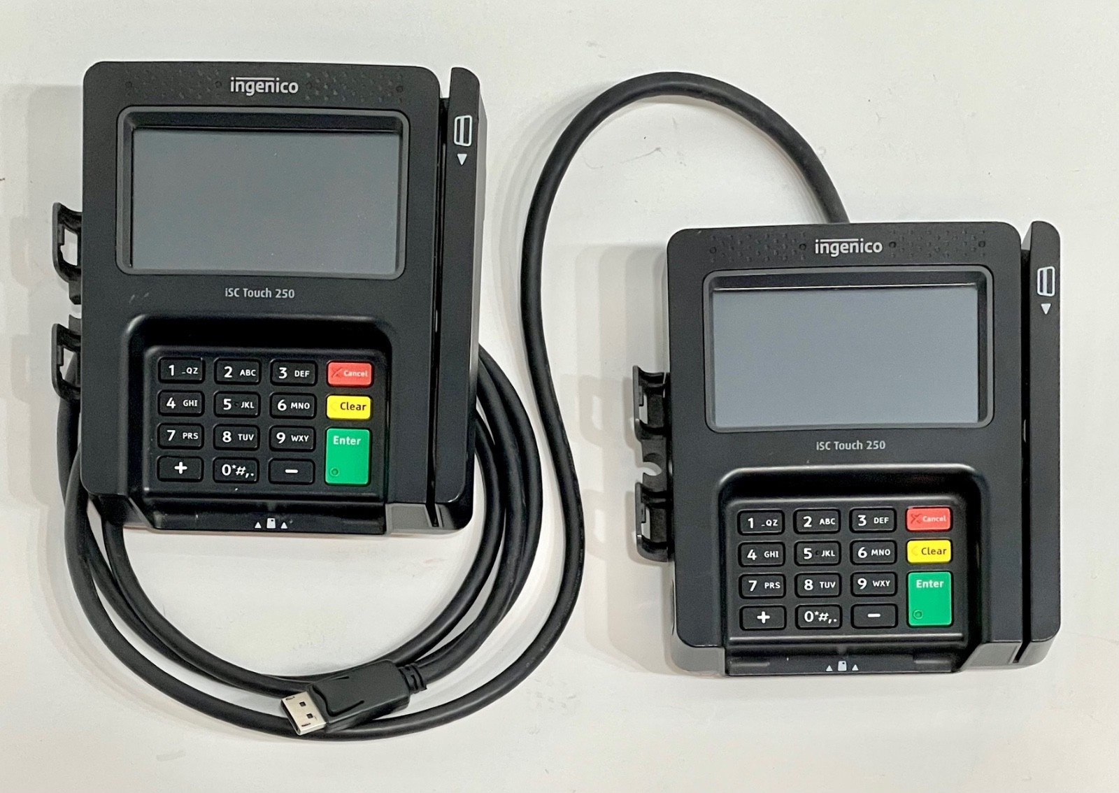 2 Ingenico ISC TOUCH 250-V4 Smart Credit Card Reader 1 W/ Power Cable Untested