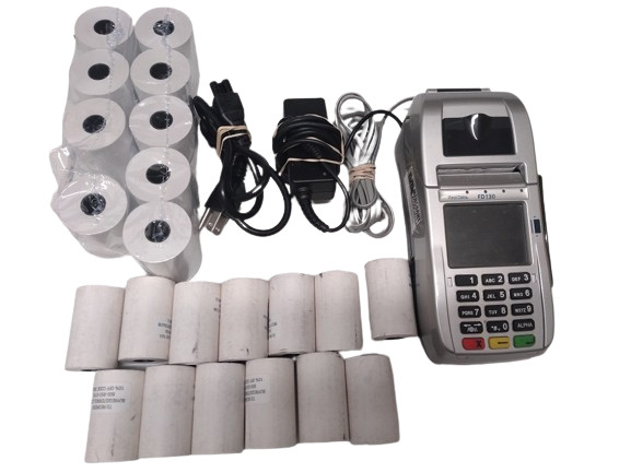 First Data FD130 Credit Card Terminal w/ 20+ rolls of thermal paper