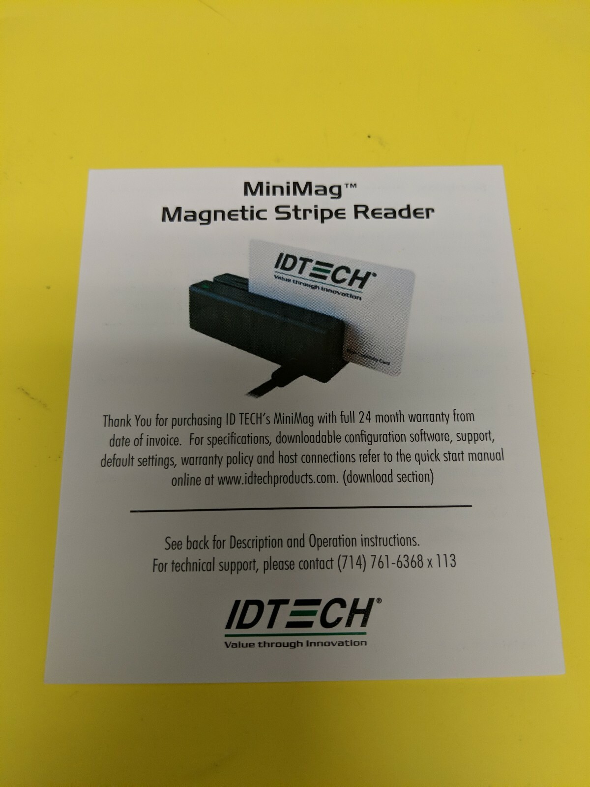 ID Tech MiniMag Magnetic Stripe Reader IDMB-334133-CS – Brand New