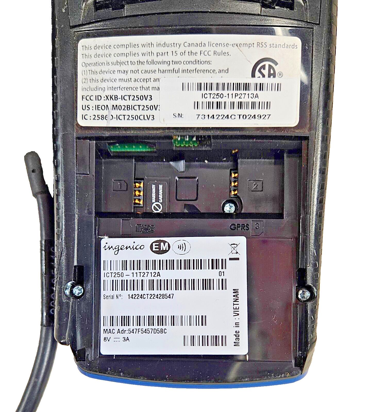 Ingenico Chase iCT250 LCD USB/Ethernet Ports Dual Comm Credit Card Terminal