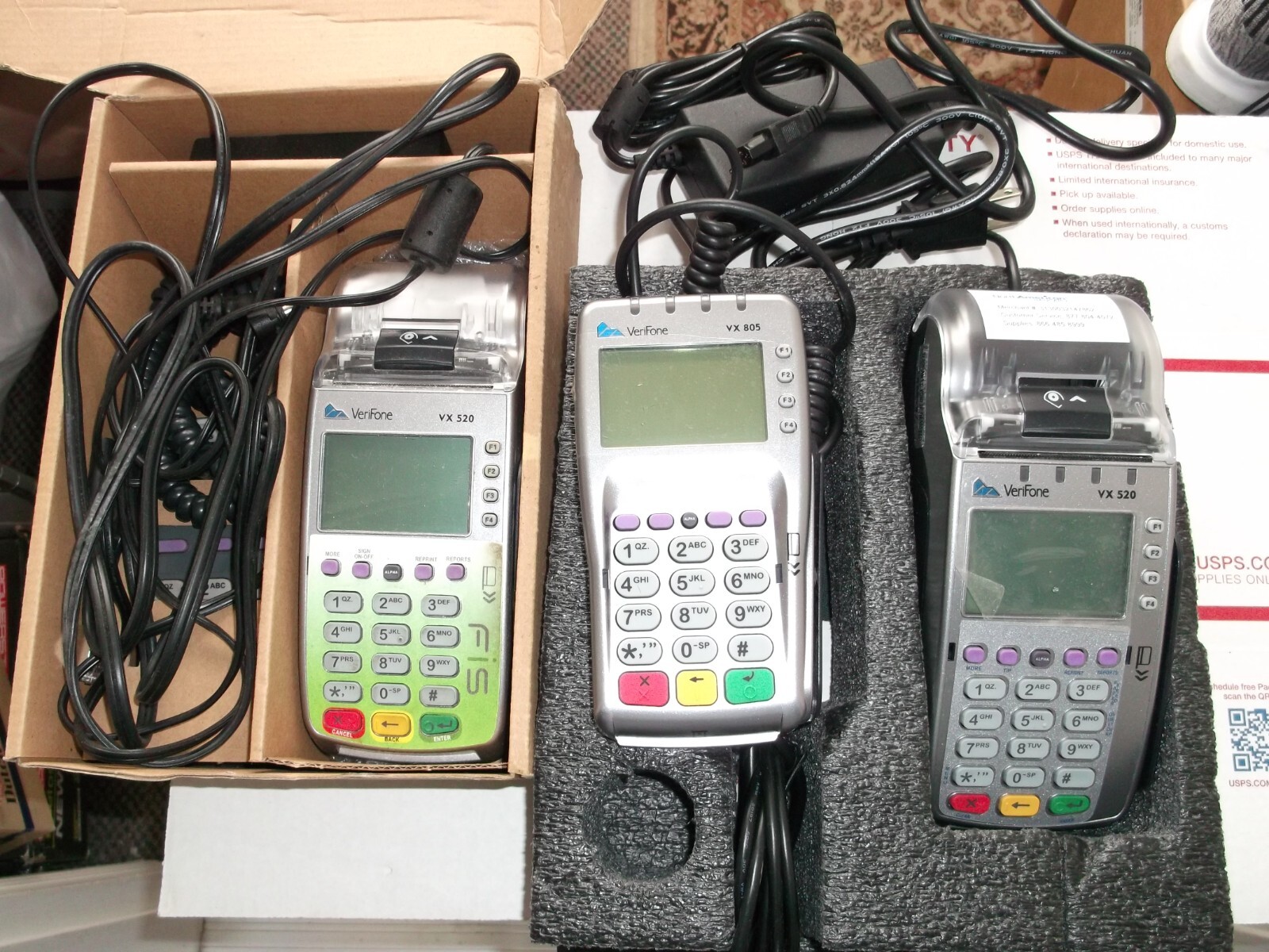 2 Verifone VX520 DC EMV Credit Card Terminal & VX805