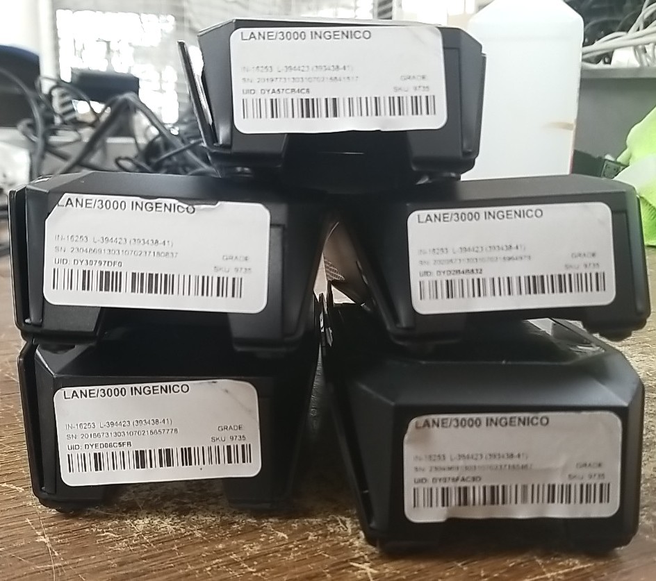 Lot X5 INGENICO LANE/3000 PAYMENT TERMINAL CREDIT CARD TOUCH POS TRD30110877B
