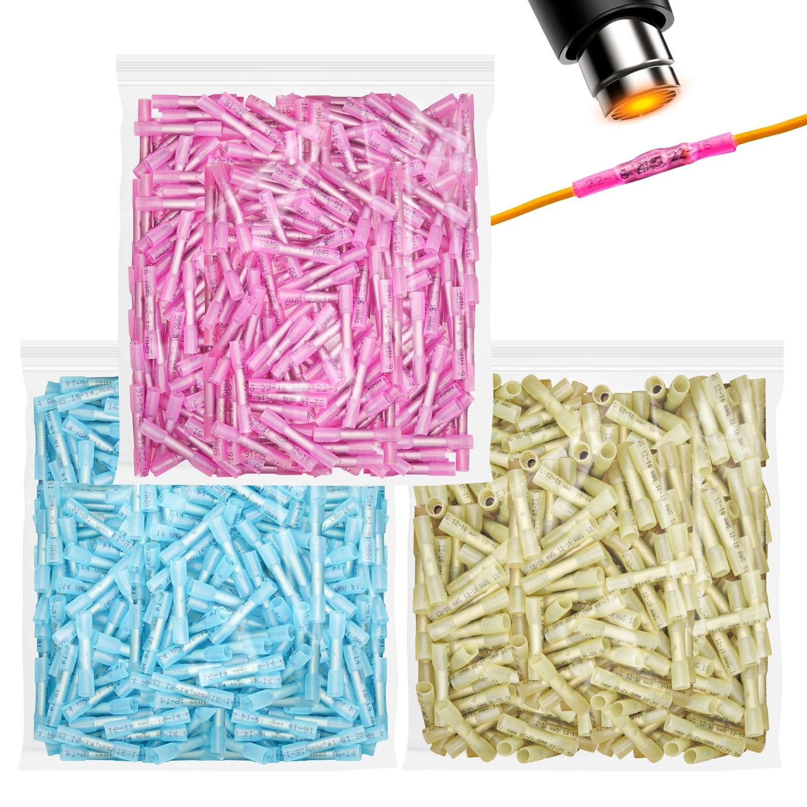 900Pcs Heat Shrink Butt Connectors, Waterproof Ultimate Electrical Connector …