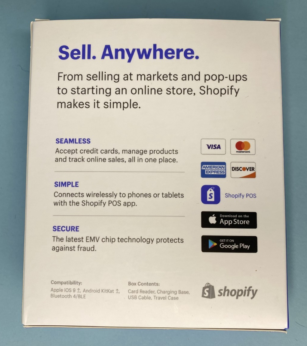 Shopify Chip & Swipe Reader for CCs Wireless Connection Model S1701 in Box