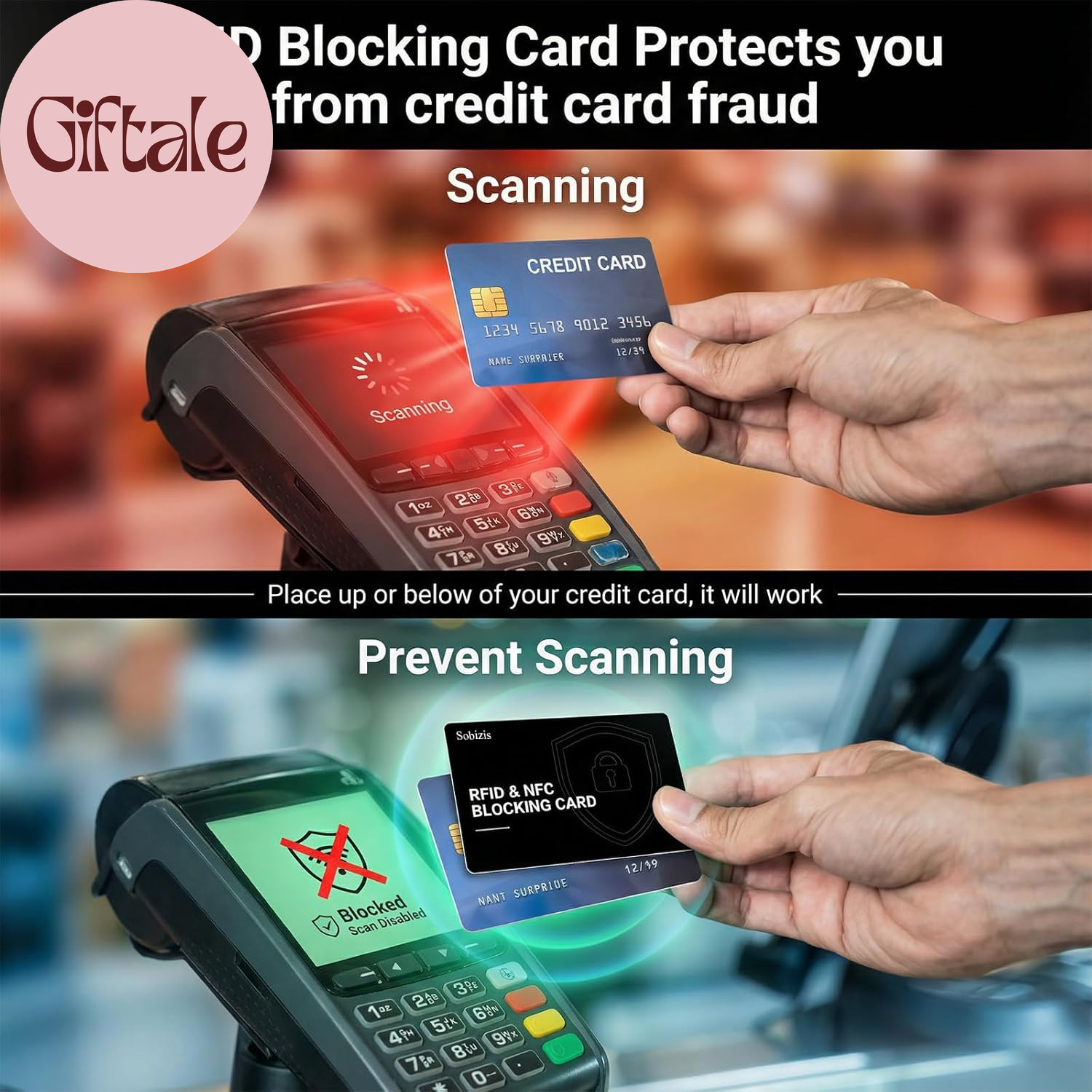 2 Pack RFID Blocking Card, Slim Contactless NFC Debit Credit Card Protector for