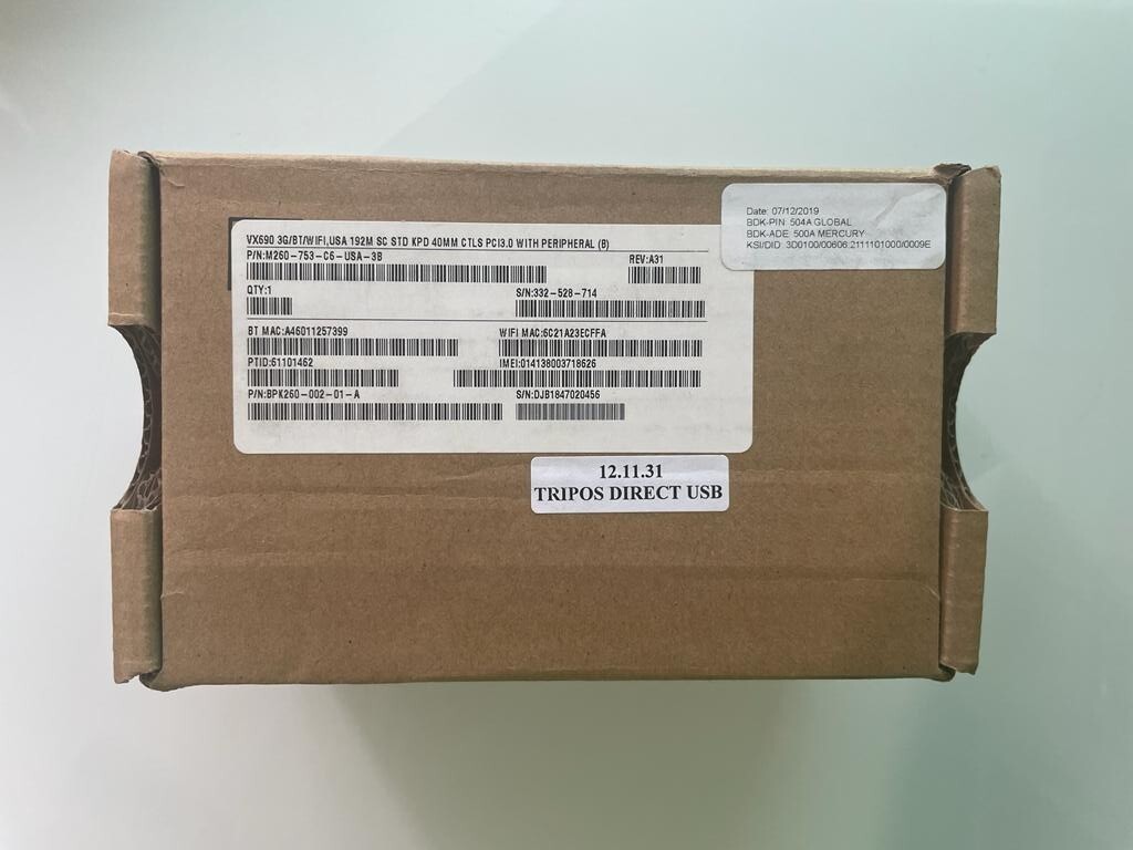 Verifone VX690 3G BT/WIFI USA 192M SC STD keypad 40MM CTLS M260-753-C6-USA-3B