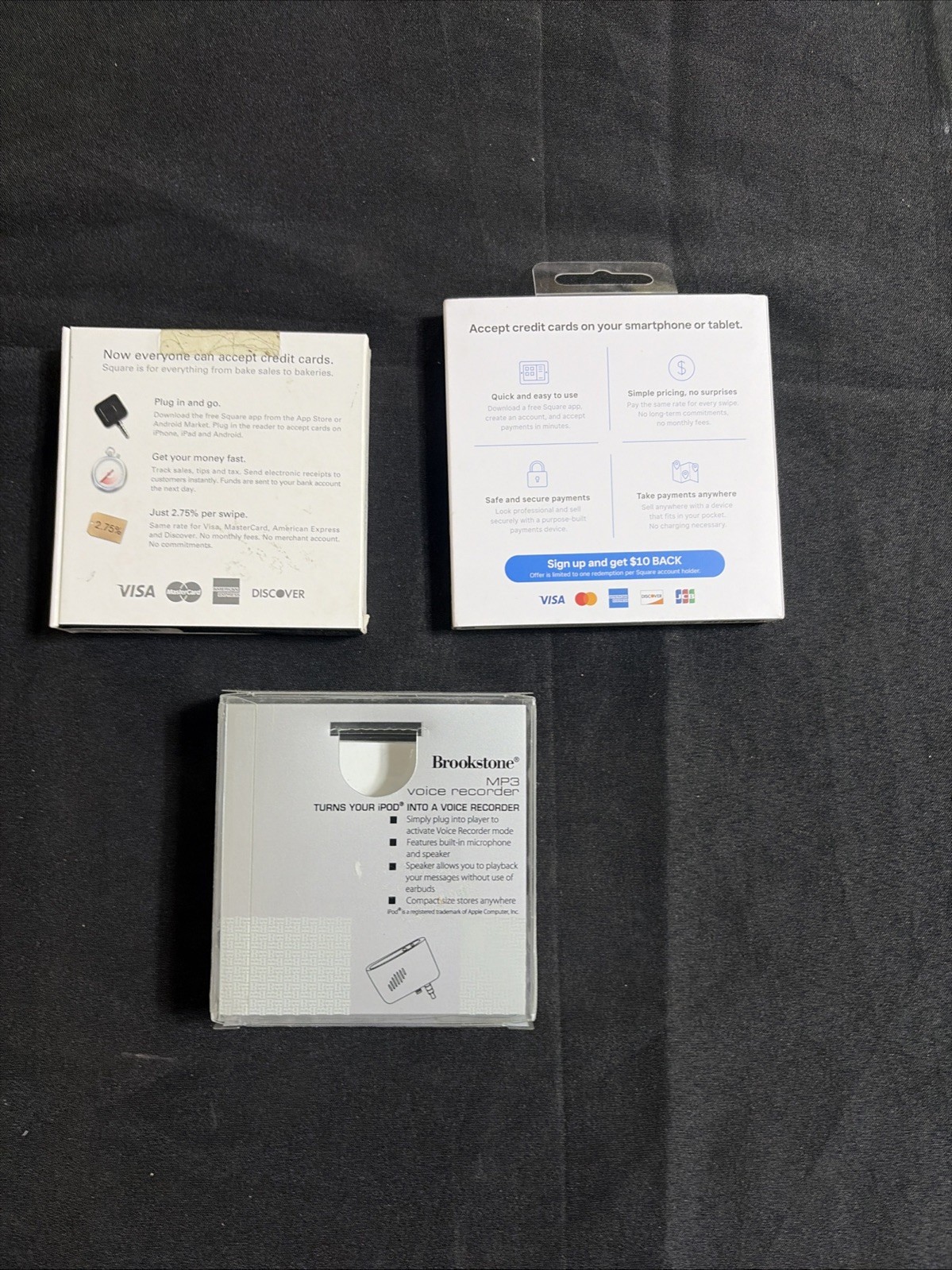 (Qty 3) Square & Brookstone Magstripe Reader with 3.5mm Headphone Connector New