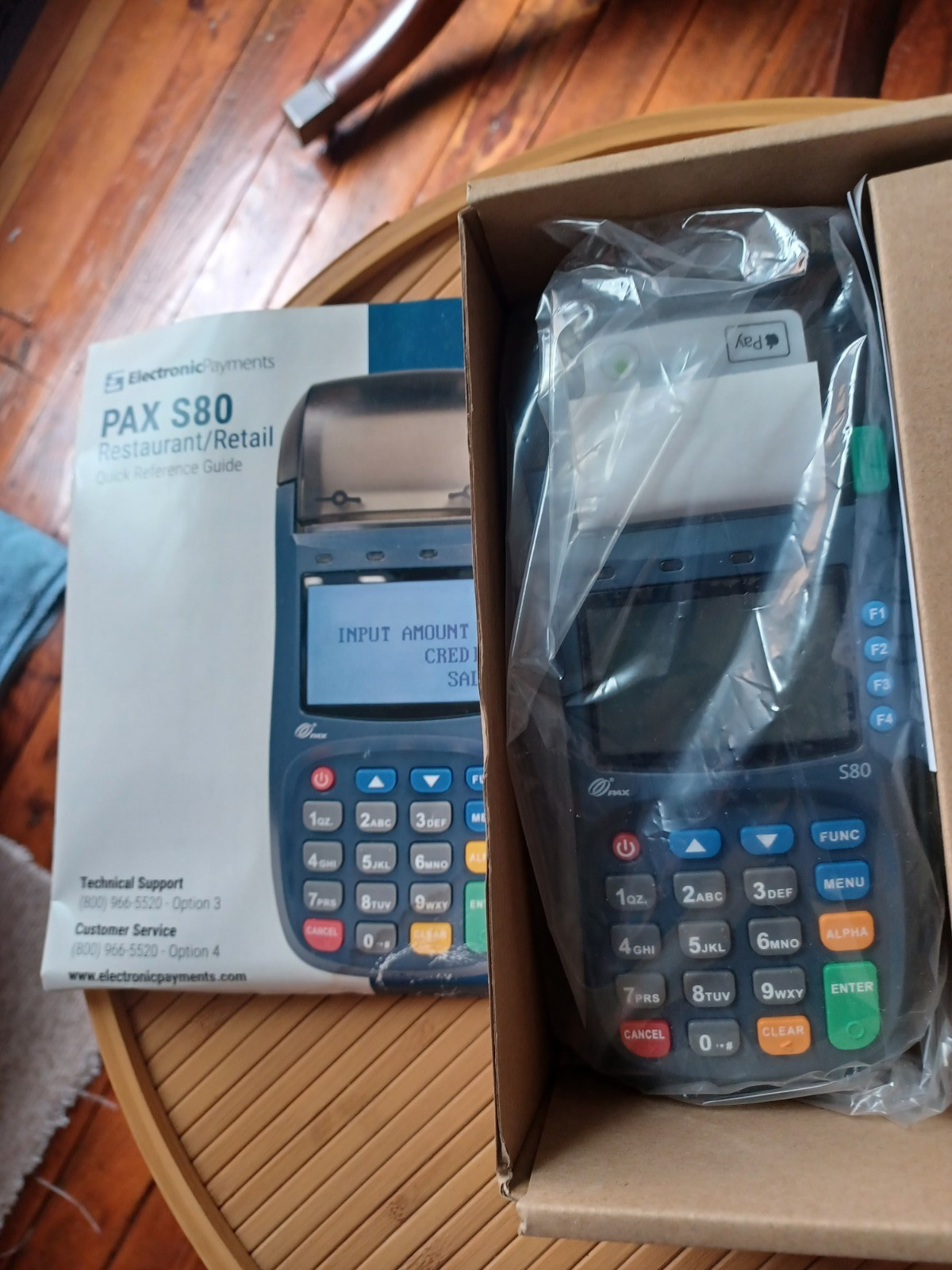 PAX S80 Wired POS Terminal Credit Card Reader w/ Power Adapter & Paper Roll