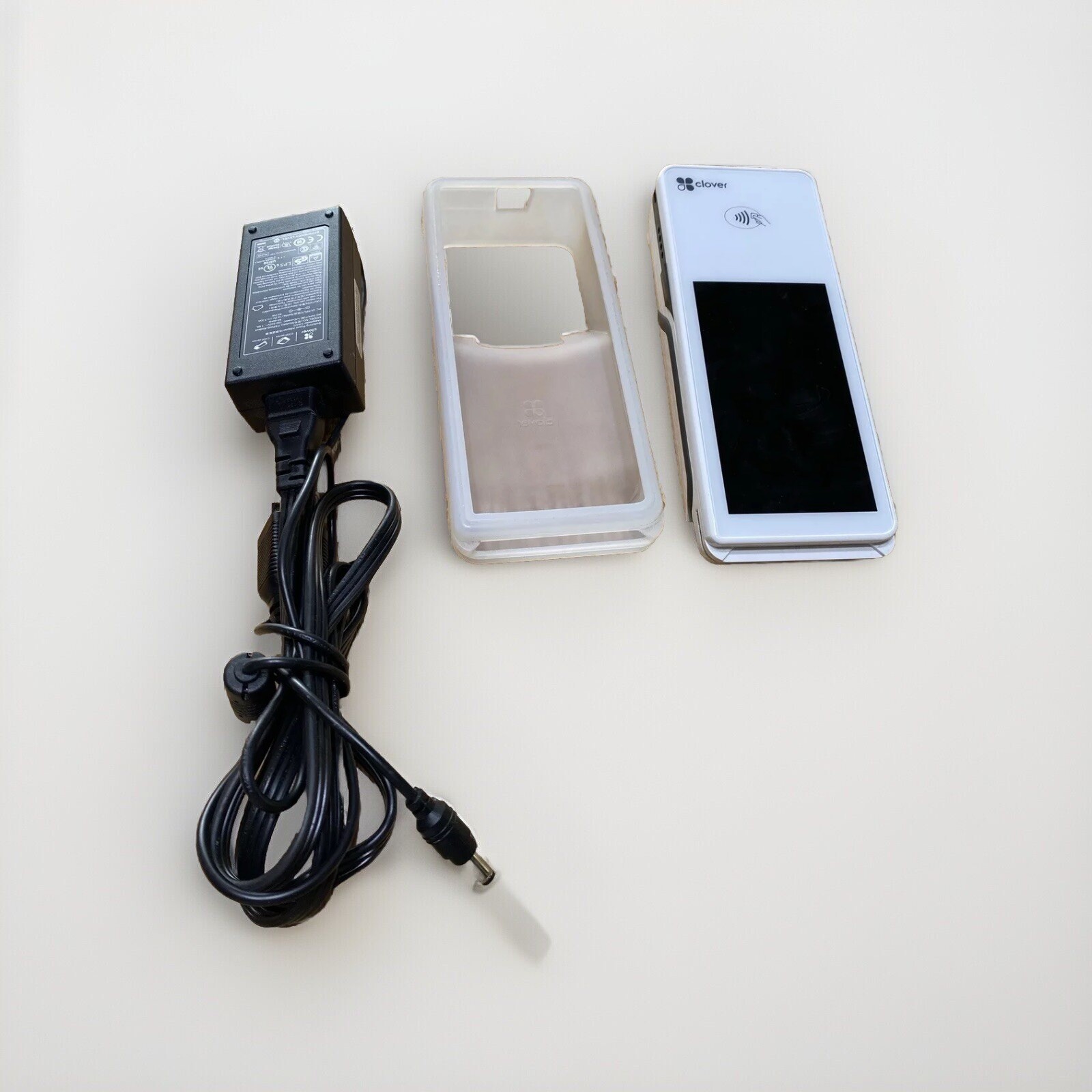Clover Flex K400 wireless credit card terminal with Cradle and Charging Adapter