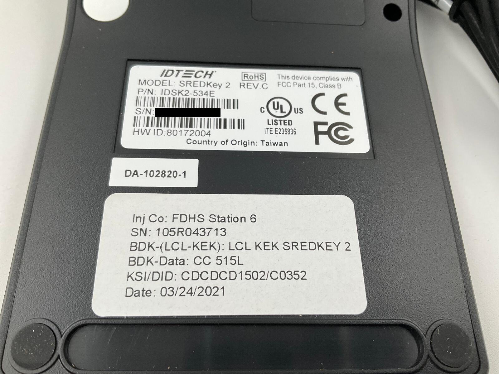 ID Teck SREDKey 2 Encrypted 10-Key Keypad w/ Magstripe Reader IDSK2-534E