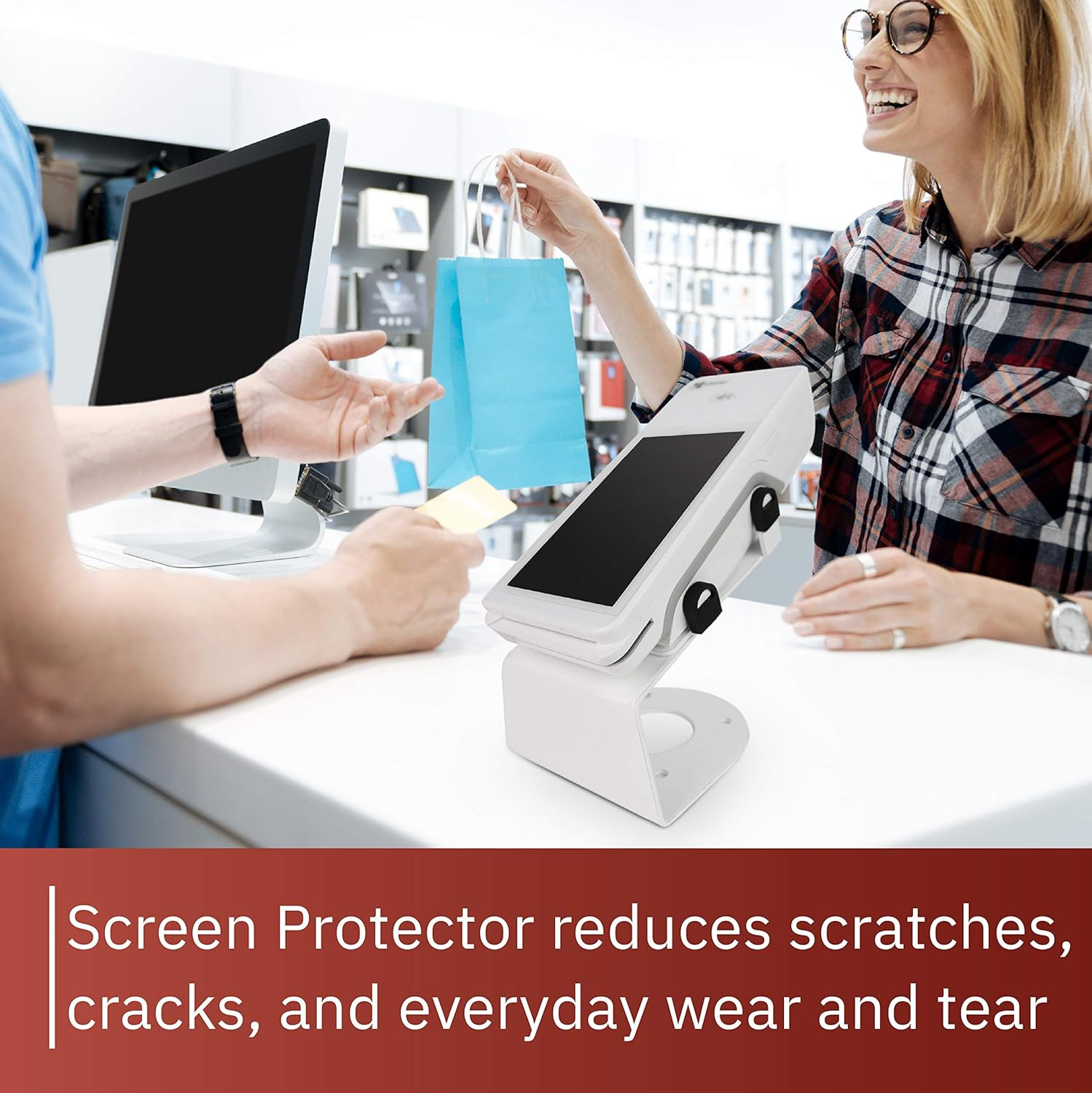 Dccstands Fixed Clover Flex Terminal Stand with Screen Protector – Screw-In and