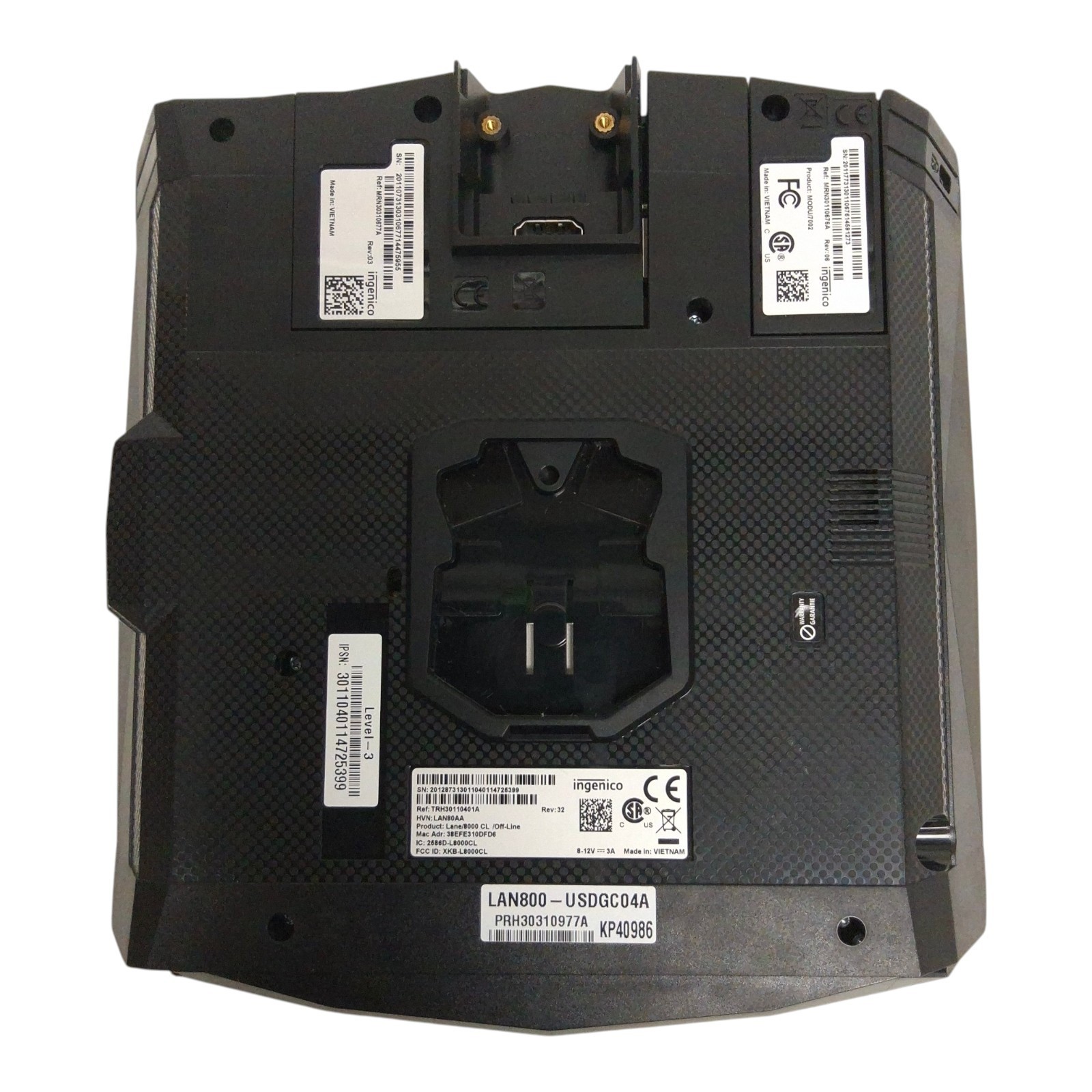 Lot of 2 Ingenico Lane/8000 Credit Card Terminals LAN800-USDGC04A – AS IS