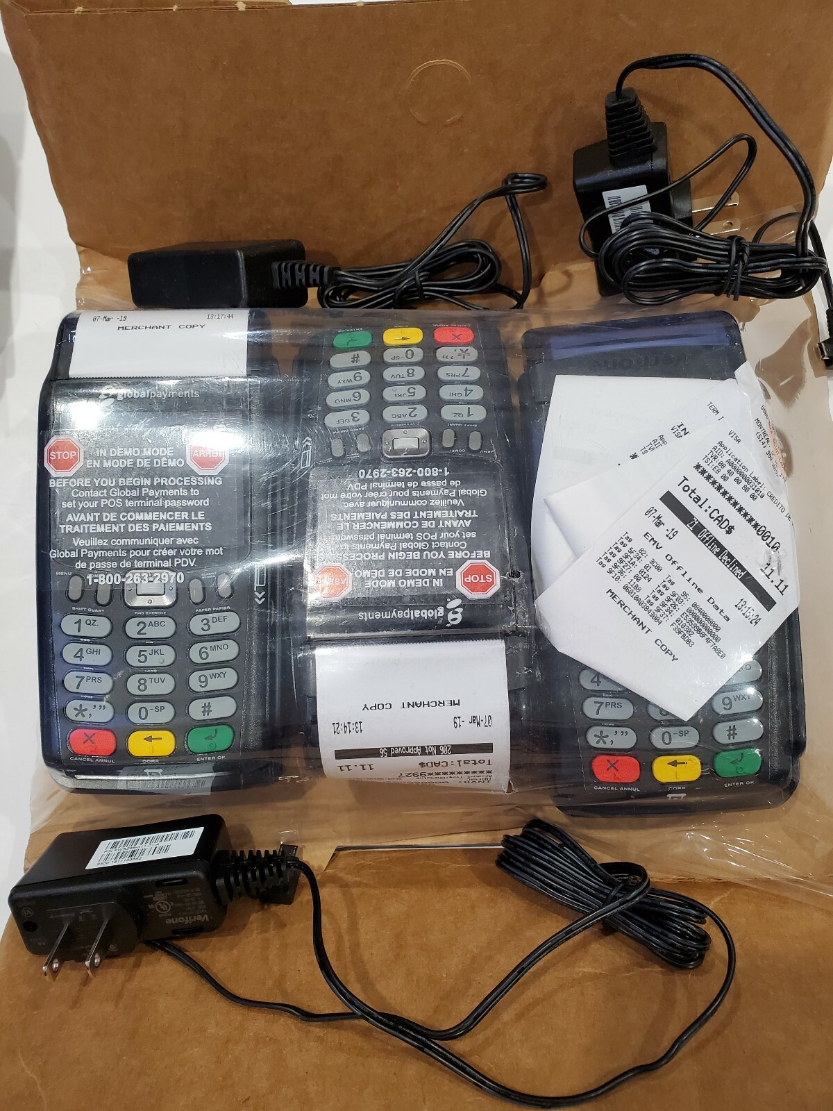 Lot of 3 Verifone VX 675 Global Payments Card Payment Terminal POS – AS IS