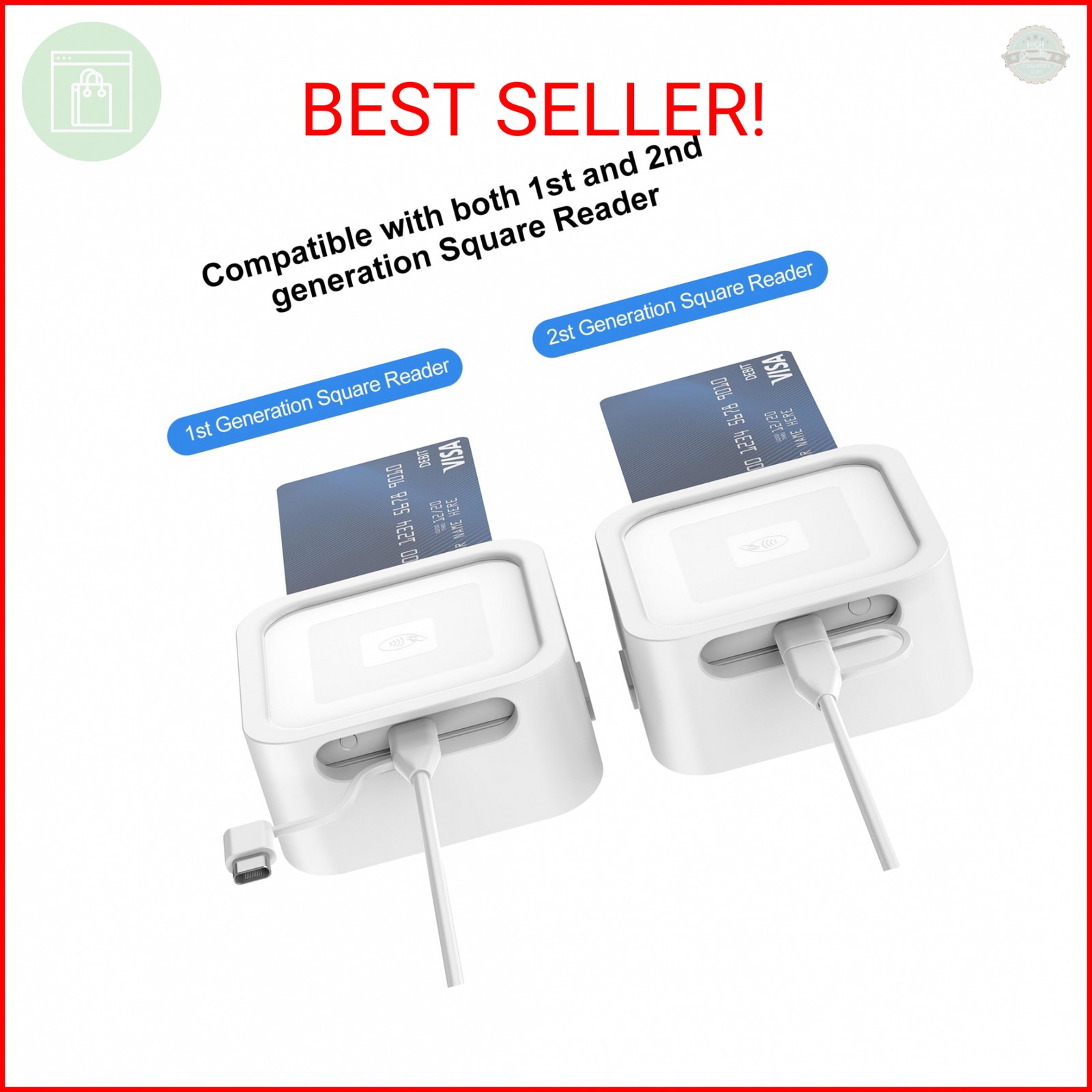 Rounkin Credit Card Dock for Square Reader 1st and 2nd,Beautiful and Compact Cas