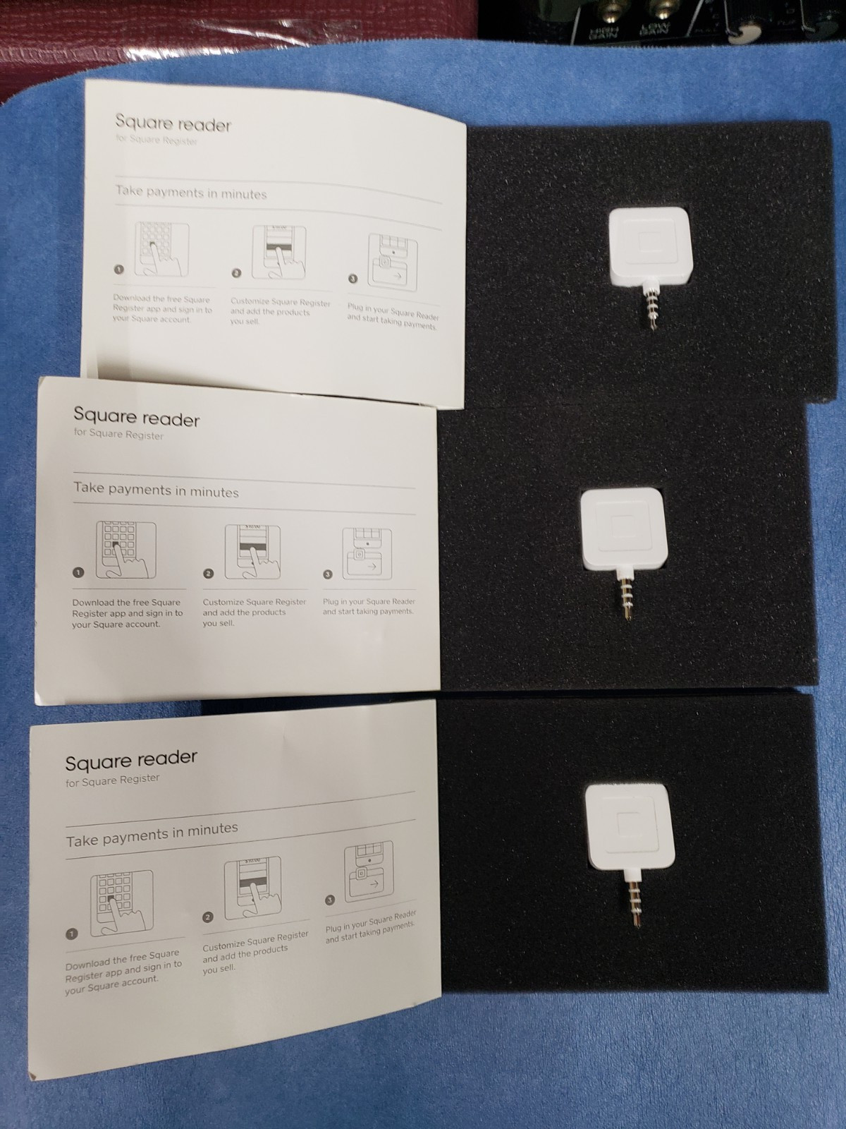 LOT OF 3 Square A-PKG-0206-01 Credit Debit Card Reader – White for Apple iPhone