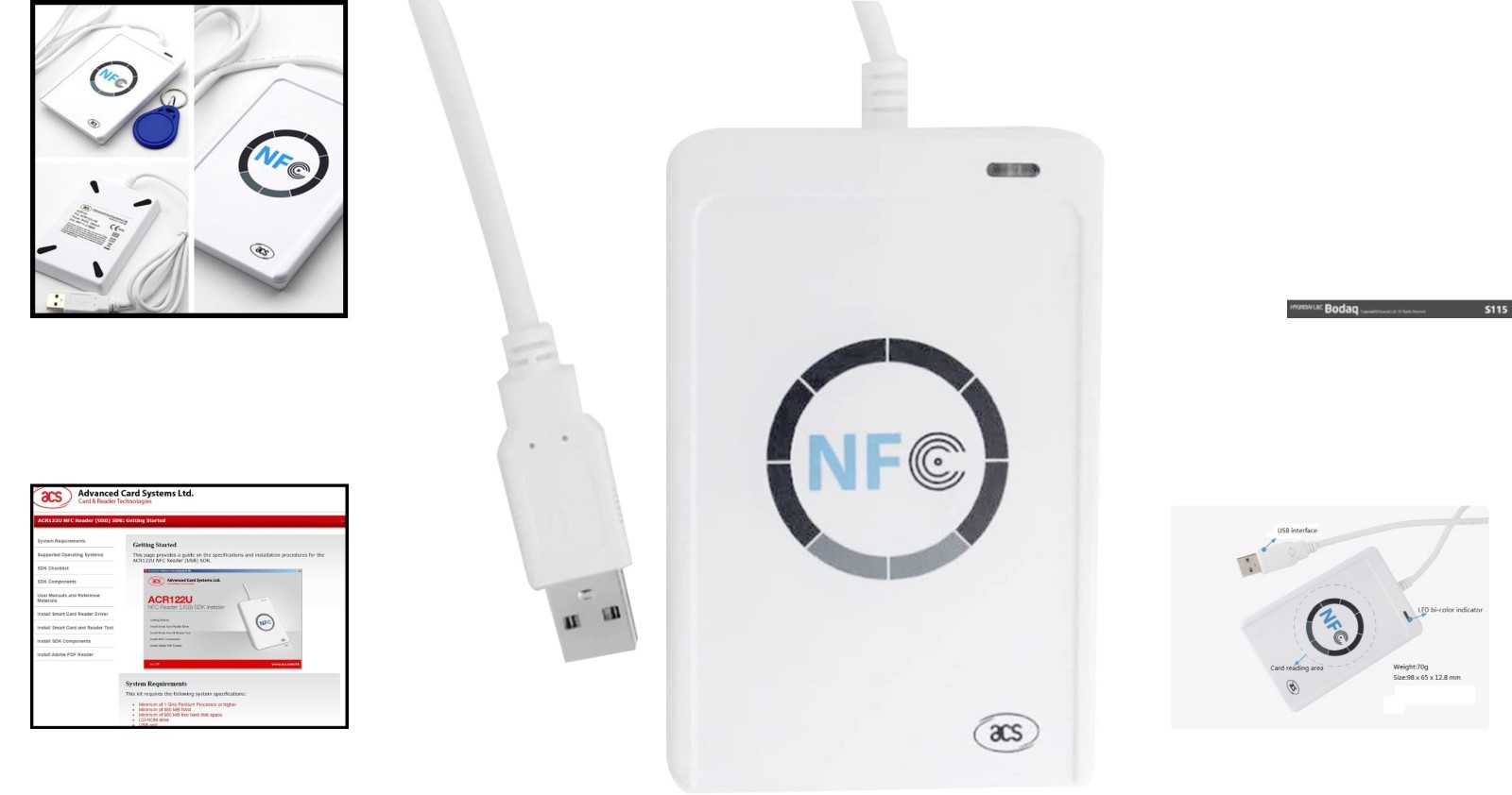 NFC Contactless Card Reader – USB Device with SDK & Mifare IC Cards Included