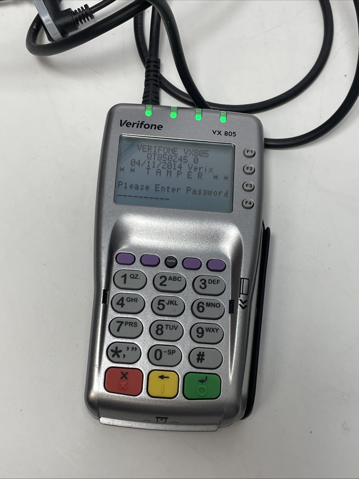 VeriFone VX805 CTLS Pin Pad Tamper Chip/Card Reader W/ Power Cord Untested Read