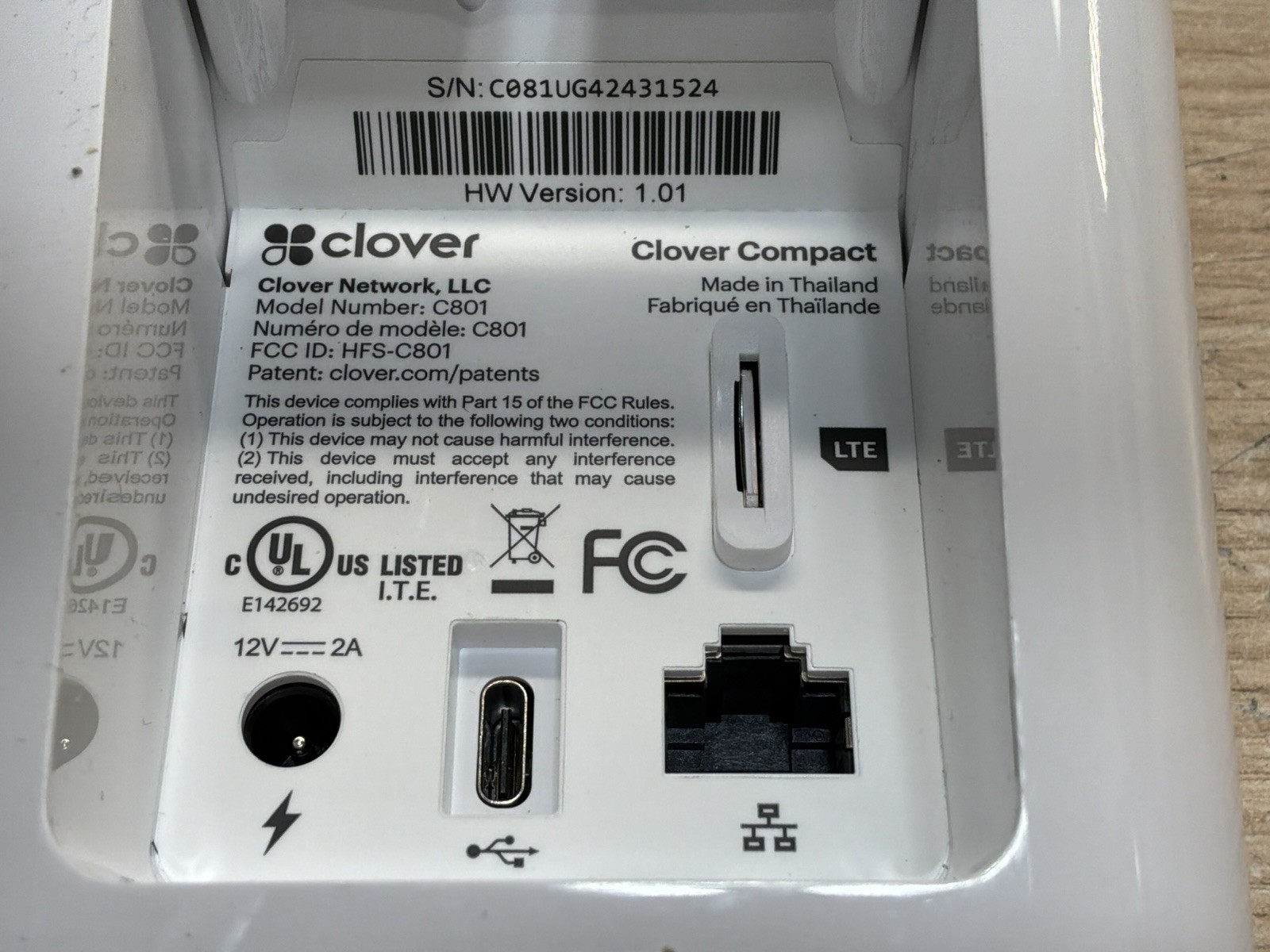 Clover Compact C801 /preowned/missing Power Adapter/needs To Be Reset/JUA3015