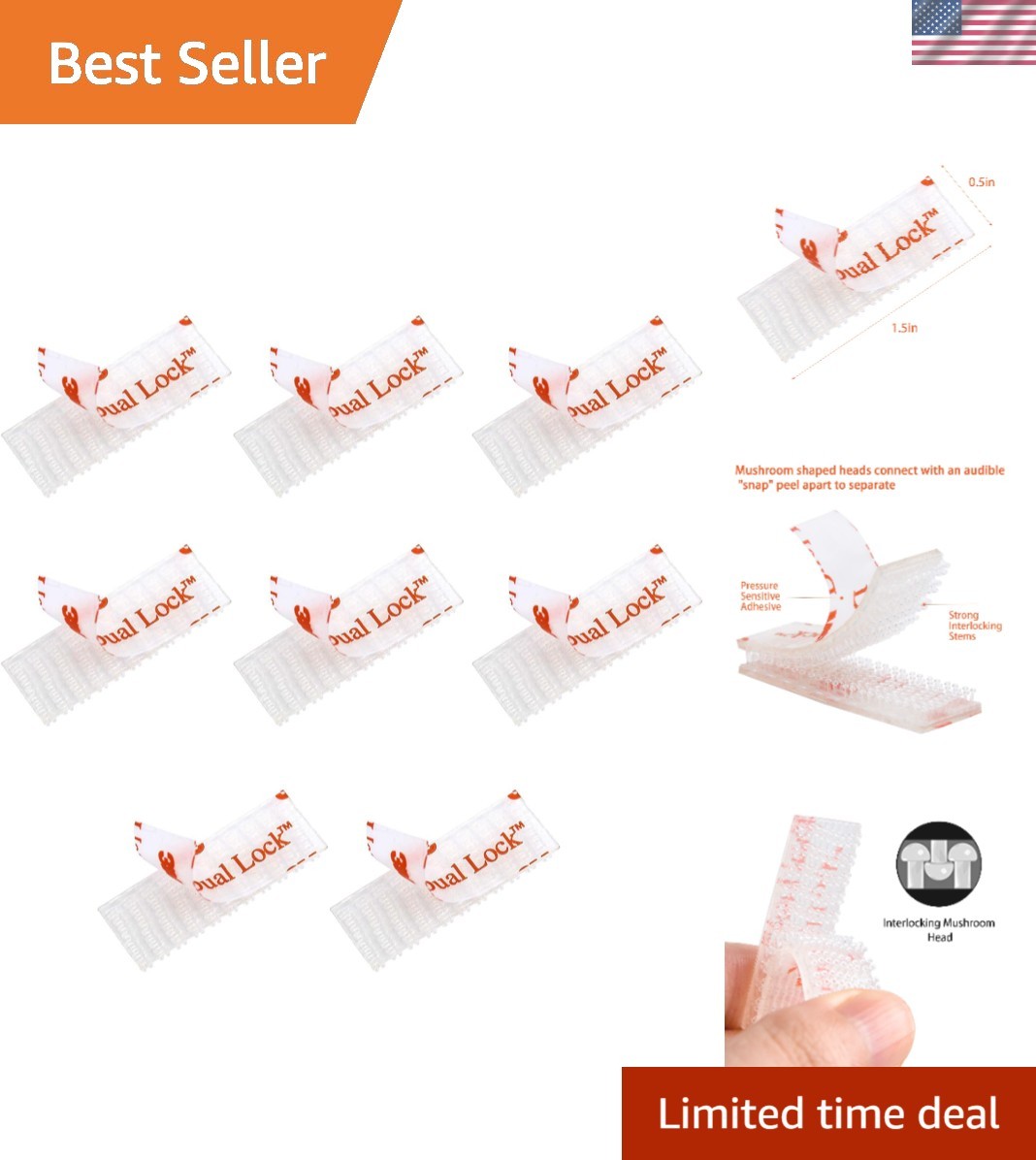 8 Pcs Dual Lock Tape Strips for EZ Pass & I-Pass – High Temperature Adhesive