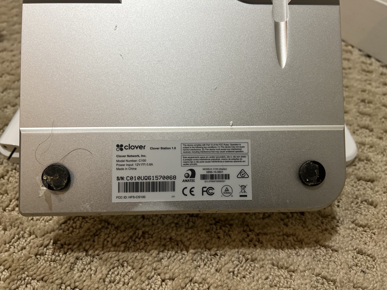 Clover Station 1.0 C100 POS Point of Sale System Powers On. For Parts
