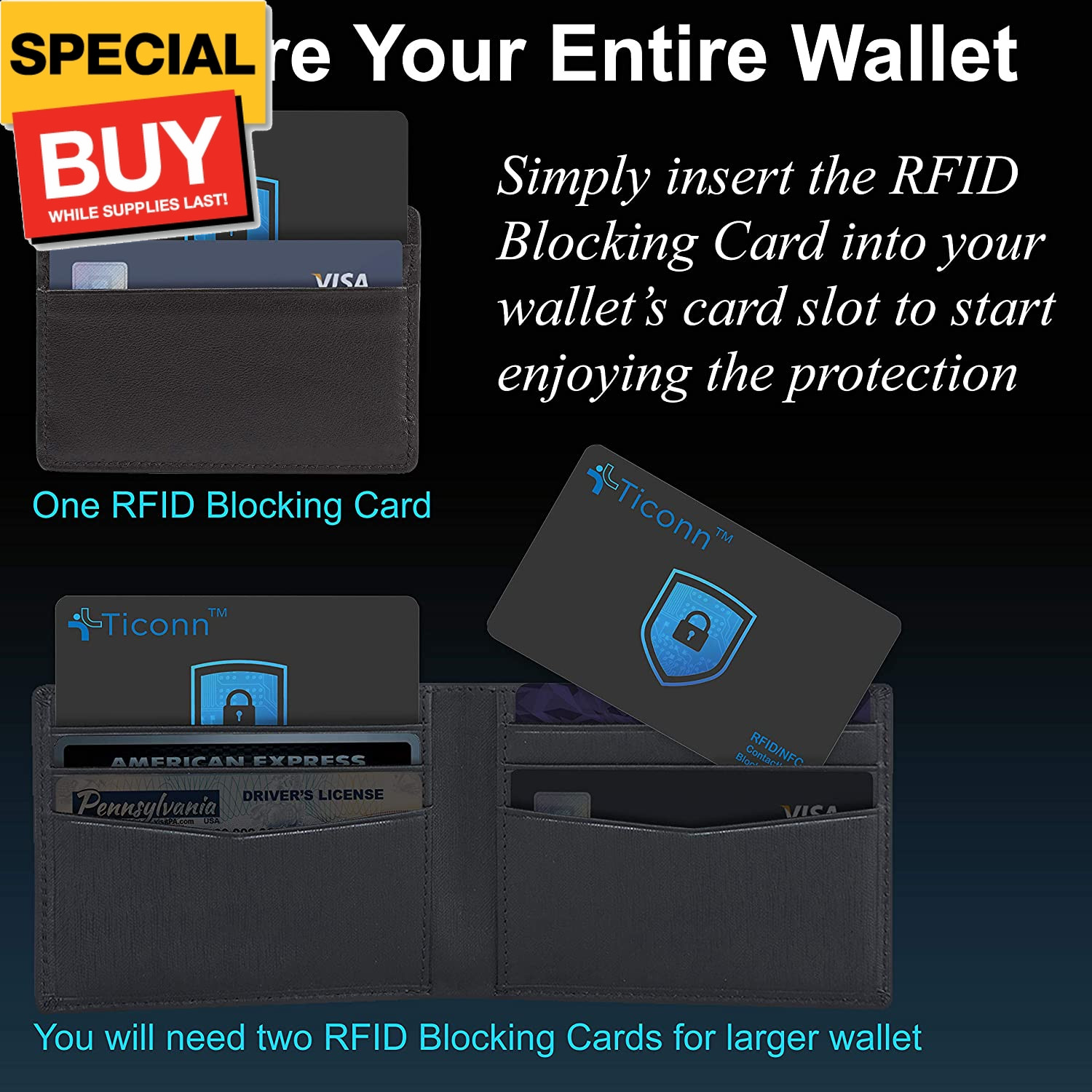 RFID Blocking Cards – 4 Pack, Premium Contactless NFC Debit Credit Card Passport