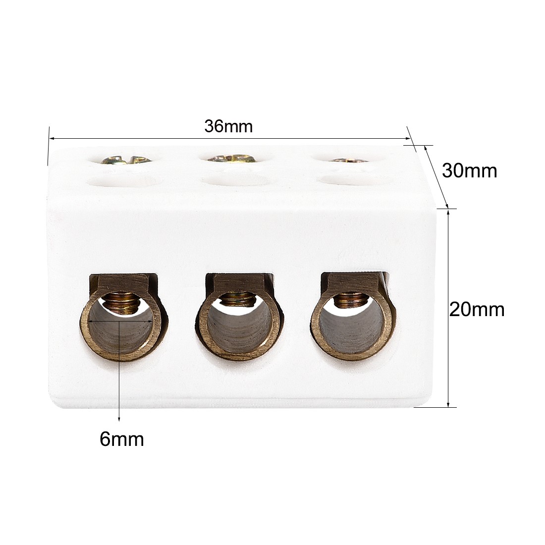 3 Way Ceramics Terminal Blocks High Temp Porcelain Ceramic Connectors 36x30x20mm