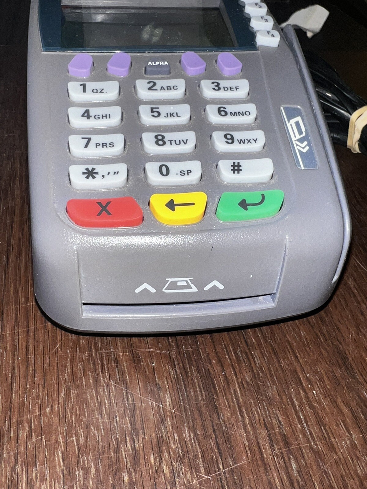 Verifone Omni 3750 Gray & Blue Wired Digital POS W/ Ethernet Cable + Paper Roll