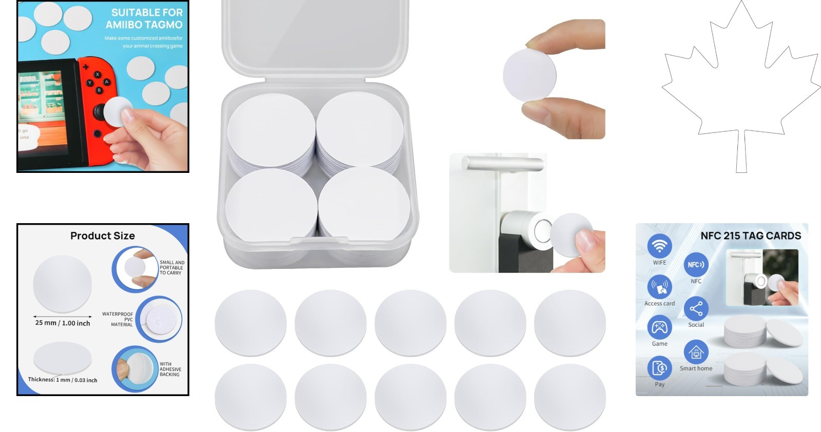 20 Pcs NFC Stickers – 25mm Rewritable Tags with Easy Adhesive Backing