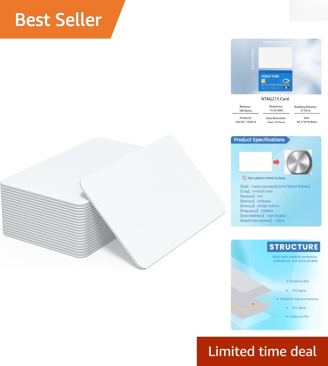 12-Pack NTAG215 NFC Cards – Printable, Writable, and Rewritable Blank Key Tags