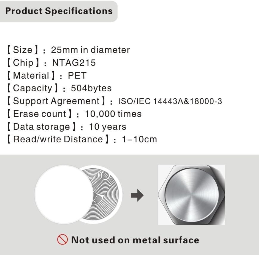 10 Eco-Friendly NFC Stickers with NTAG215 Chip – Effortless Device Interactions