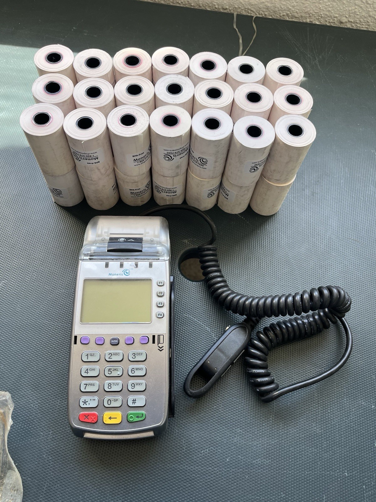 Moneris Verifone VX520 Credit Card POS Terminal Machine Bundle W/ 42 Paper Rolls