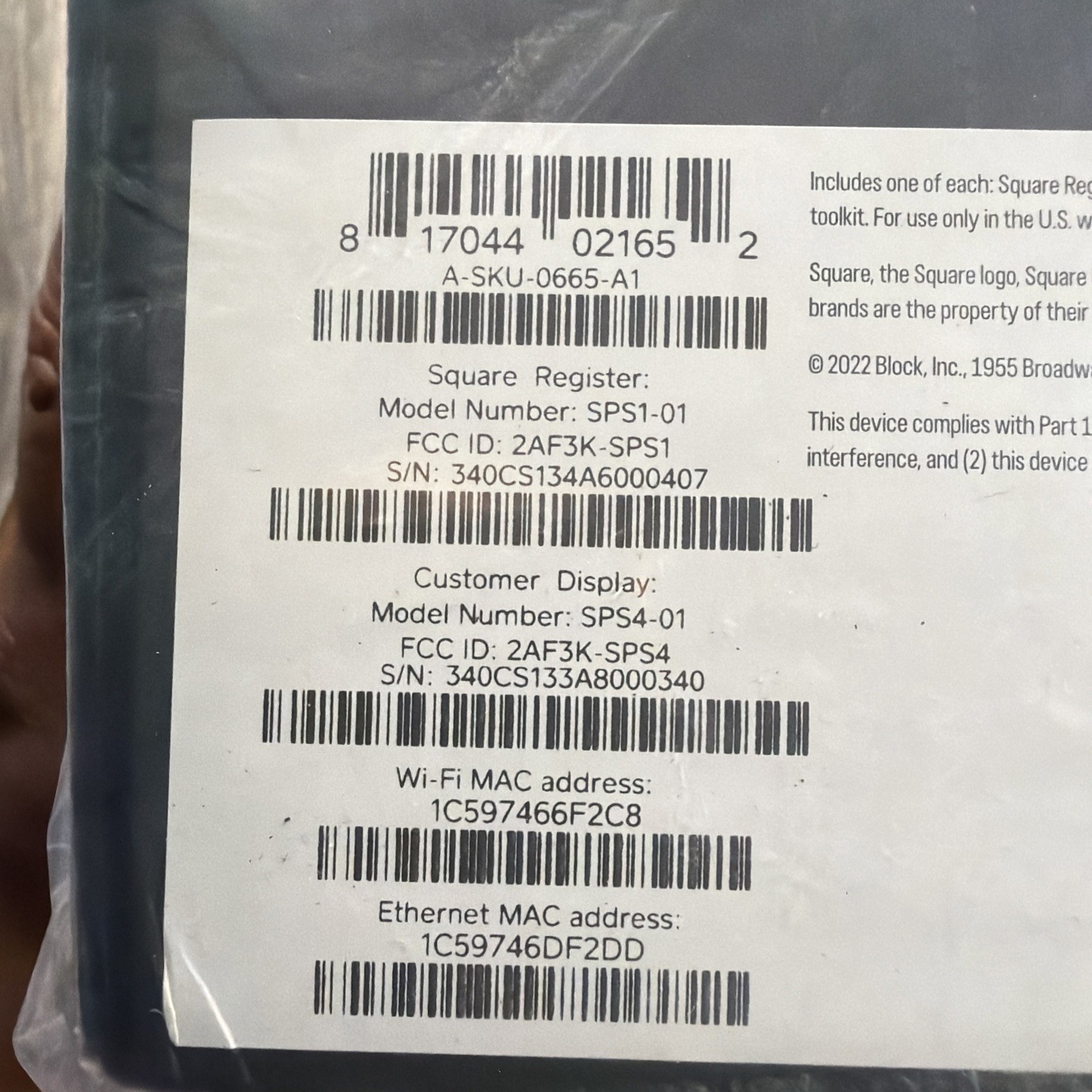 BRAND NEW Square Register POS System Black A-SKU-0665-A1 SPS1-01 DISPLAY SPS4-01