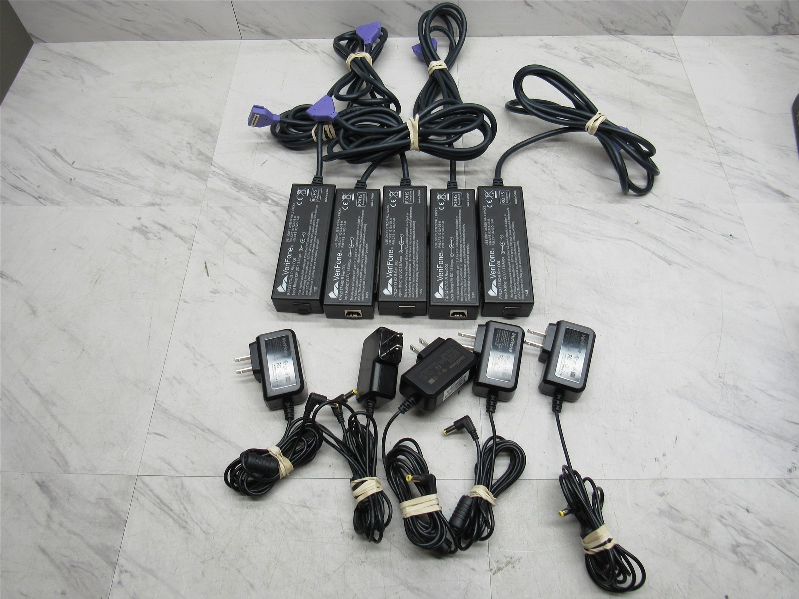 5 LOT Verifone 24173-02-R 2M Cable Purple Multiport Cable Ethernet Switch /w AC