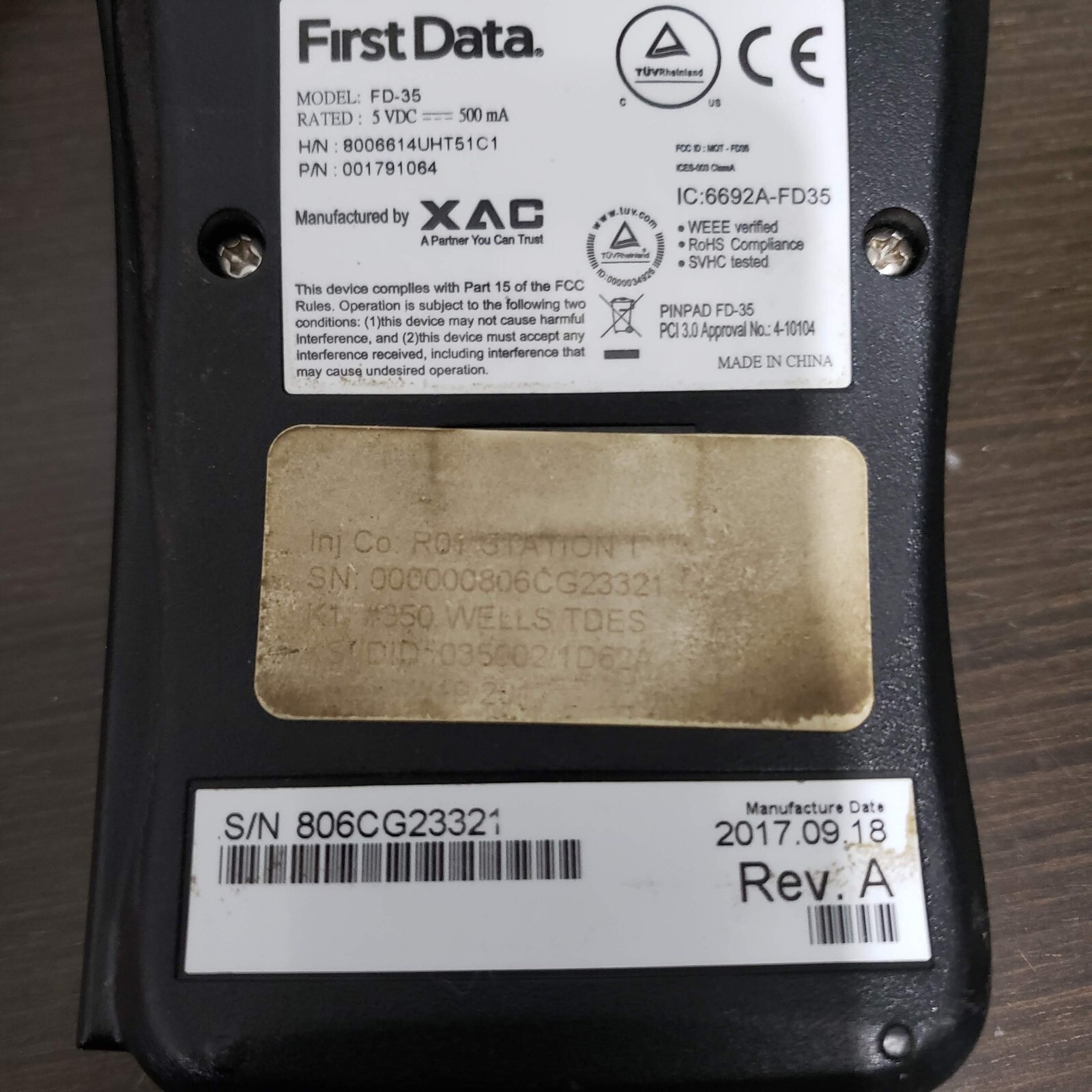 First Data FD35 Credit Card Reader